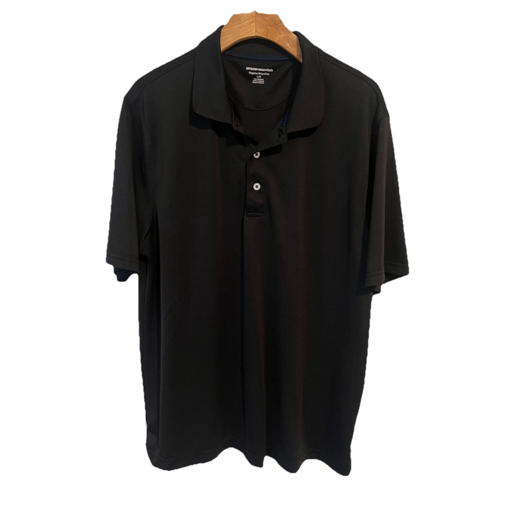 Amazon Essentials Mens Black Polo Shirt Large
